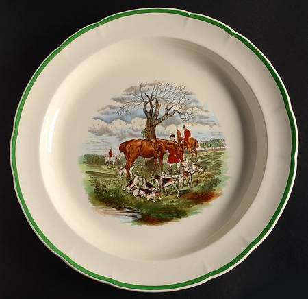 Herring Hunt, The Hunt (Green, Scalloped) 14" Chop Plate (Round Platter)