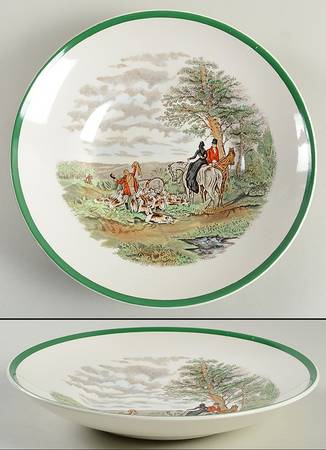 Herring Hunt, The Hunt (Green, Scalloped) Bread and Butter Bowl