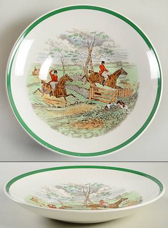 Herring Hunt, The Hunt (Green, Scalloped) Bread and Butter Bowl