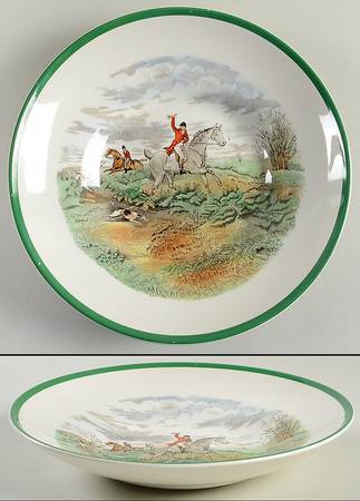 Herring Hunt, The Hunt (Green, Scalloped) Bread and Butter Bowl