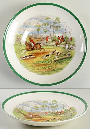 Herring Hunt, The Hunt (Green, Scalloped) Bread and Butter Bowl