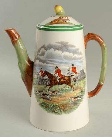 Herring Hunt, The Hunt (Green, Scalloped) Coffee Pot & Lid