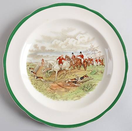 Herring Hunt, The Hunt (Green, Scalloped) Dinner Plate