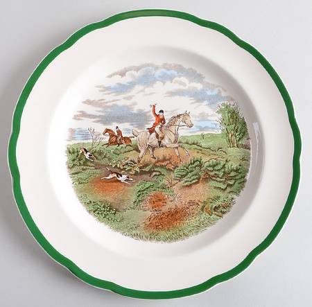 Herring Hunt, The Hunt (Green, Scalloped) Dinner Plate