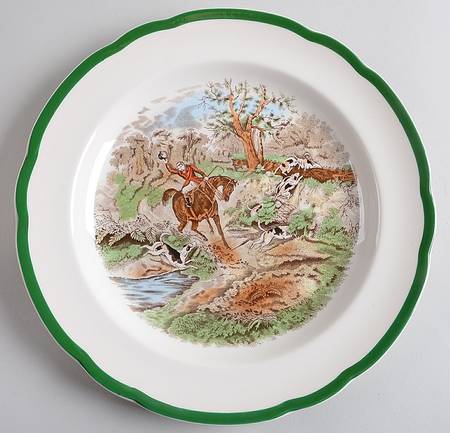 Herring Hunt, The Hunt (Green, Scalloped) Dinner Plate
