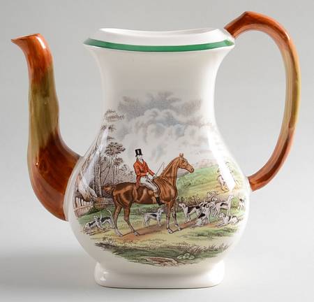 Herring Hunt, The Hunt (Green, Scalloped) Coffee Pot No Lid