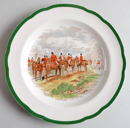 Herring Hunt, The Hunt (Green, Scalloped) Dinner Plate