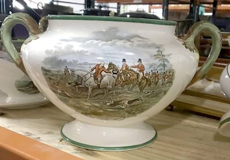 Herring Hunt, The Hunt (Green, Scalloped) Tureen & Lid