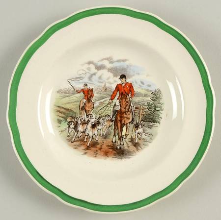 Herring Hunt, The Hunt (Green, Scalloped) Small Bread & Butter Plate