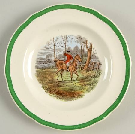 Herring Hunt, The Hunt (Green, Scalloped) Small Bread & Butter Plate