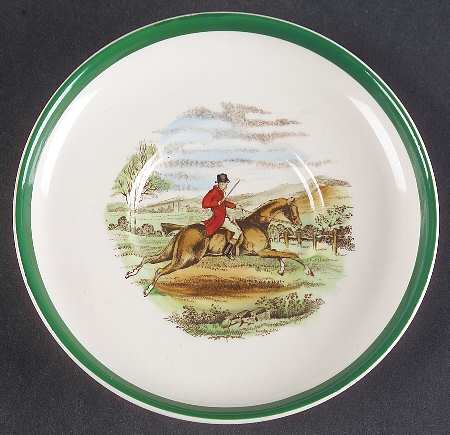 Herring Hunt, The Hunt (Green, Scalloped) Saucer for Flat Demitasse Cup