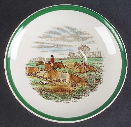 Herring Hunt, The Hunt (Green, Scalloped) Saucer for Flat Cup