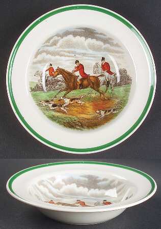 Herring Hunt, The Hunt (Green, Scalloped) Rim Cereal Bowl
