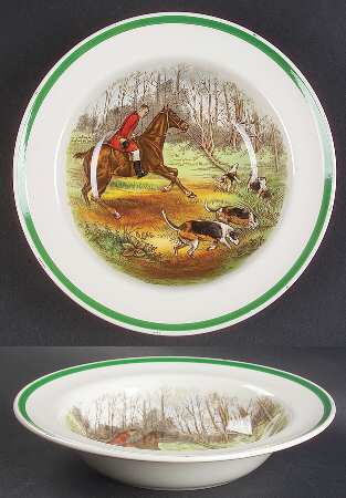 Herring Hunt, The Hunt (Green, Scalloped) Rim Cereal Bowl