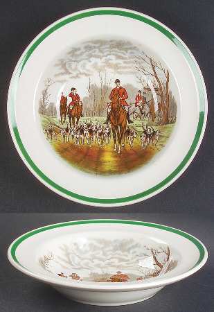 Herring Hunt, The Hunt (Green, Scalloped) Rim Cereal Bowl