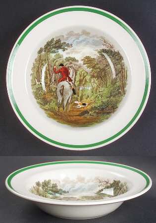 Herring Hunt, The Hunt (Green, Scalloped) Rim Cereal Bowl