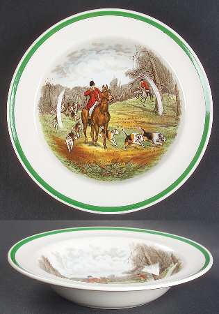 Herring Hunt, The Hunt (Green, Scalloped) Rim Cereal Bowl