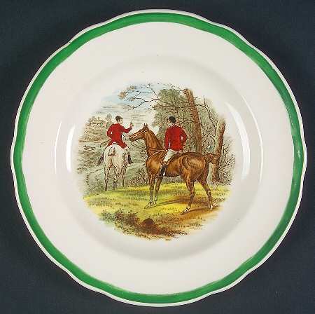 Herring Hunt, The Hunt (Green, Scalloped) Small Bread & Butter Plate