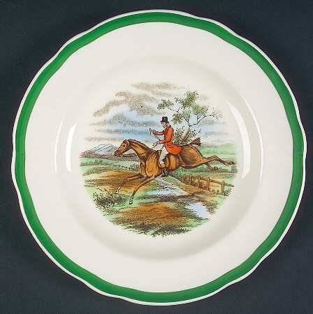 Herring Hunt, The Hunt (Green, Scalloped) Small Bread & Butter Plate