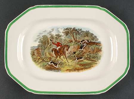 Herring Hunt, The Hunt (Green, Scalloped) 12" Oval Serving Platter