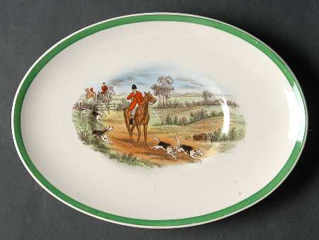 Herring Hunt, The Hunt (Green, Scalloped) Underplate for Gravy Boat