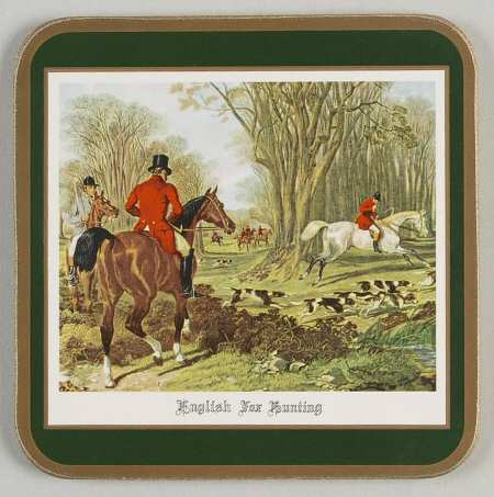 Herring Hunt, The Hunt (Green, Scalloped) Square Corkback Coaster