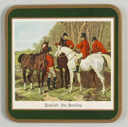 Herring Hunt, The Hunt (Green, Scalloped) Square Corkback Coaster