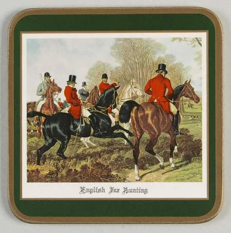 Herring Hunt, The Hunt (Green, Scalloped) Square Corkback Coaster