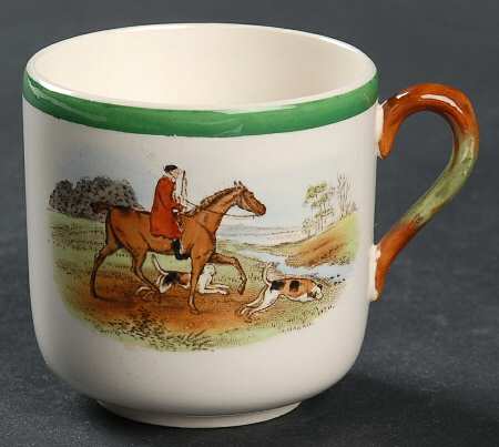 Herring Hunt, The Hunt (Green, Scalloped) Footed Demitasse Cup