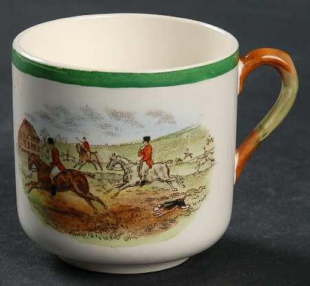 Herring Hunt, The Hunt (Green, Scalloped) Footed Demitasse Cup