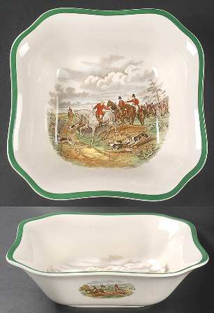 Herring Hunt, The Hunt (Green, Scalloped) 9" Square Vegetable Bowl
