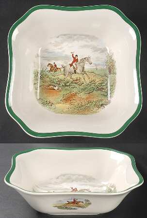 Herring Hunt, The Hunt (Green, Scalloped) 9" Square Vegetable Bowl