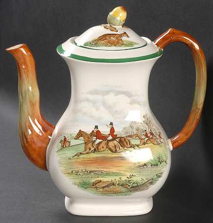 Herring Hunt, The Hunt (Green, Scalloped) Coffee Pot & Lid