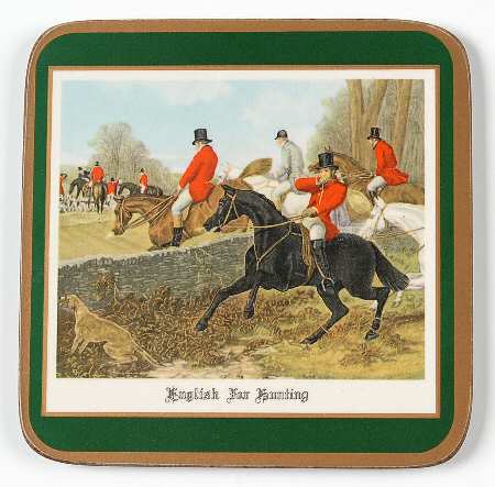 Herring Hunt, The Hunt (Green, Scalloped) Square Corkback Coaster