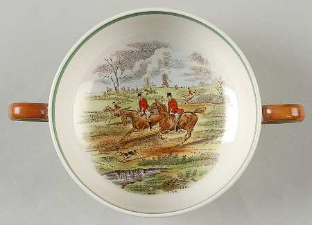 Herring Hunt, The Hunt (Green, Scalloped) Flat Cream Soup Bowl