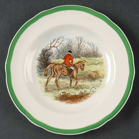 Herring Hunt, The Hunt (Green, Scalloped) Small Bread & Butter Plate