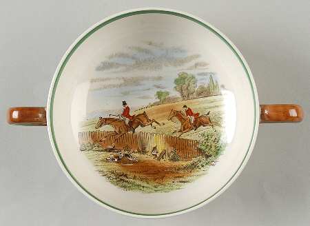 Herring Hunt, The Hunt (Green, Scalloped) Flat Cream Soup Bowl