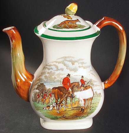Herring Hunt, The Hunt (Green, Scalloped) Coffee Pot & Lid