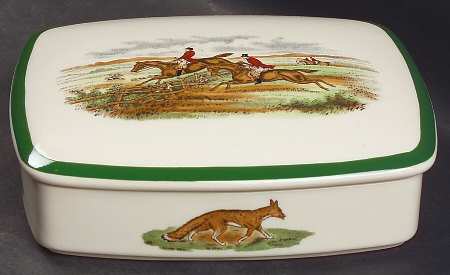 Herring Hunt, The Hunt (Green, Scalloped) Double Deck Playing Card Box & Lid