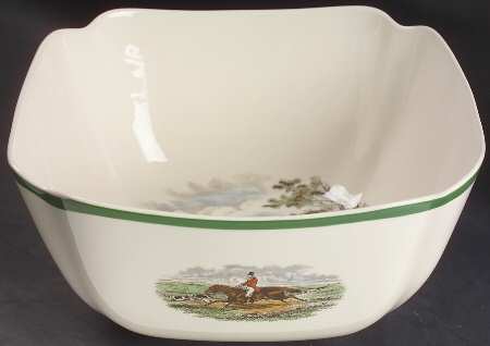 Herring Hunt, The Hunt (Green, Scalloped) 9" Square Salad Serving Bowl
