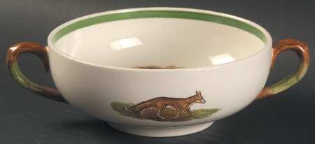 Herring Hunt, The Hunt (Green, Scalloped) Flat Cream Soup Bowl