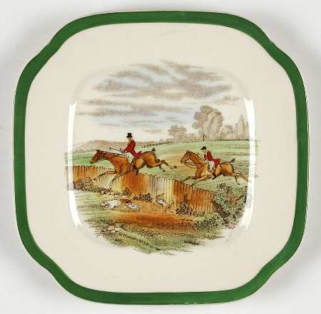 Herring Hunt, The Hunt (Green, Scalloped) Square Bread & Butter Plate