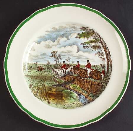 Herring Hunt, The Hunt (Green, Scalloped) Luncheon Plate