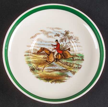 Herring Hunt, The Hunt (Green, Scalloped) Saucer for Flat Demitasse Cup