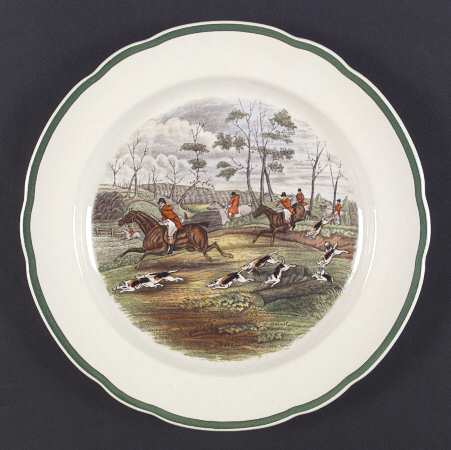 Herring Hunt, The Hunt (Green, Scalloped) Dinner Plate