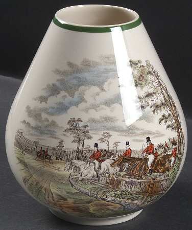 Herring Hunt, The Hunt (Green, Scalloped) High Vase (Bulbous)