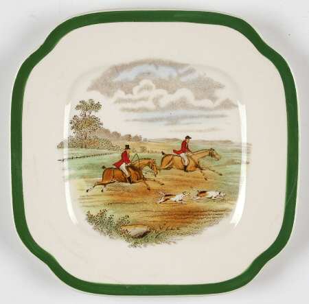 Herring Hunt, The Hunt (Green, Scalloped) Square Bread & Butter Plate