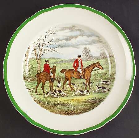 Herring Hunt, The Hunt (Green, Scalloped) Luncheon Plate