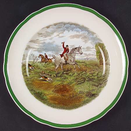 Herring Hunt, The Hunt (Green, Scalloped) Luncheon Plate