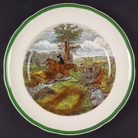 Herring Hunt, The Hunt (Green, Scalloped) Luncheon Plate